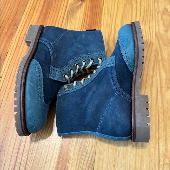 PENELOPE CHILVERS Blue Brogue Ankle Boots Leather Women’s SIZE 37.5 / US 7 - Picture 10 of 14